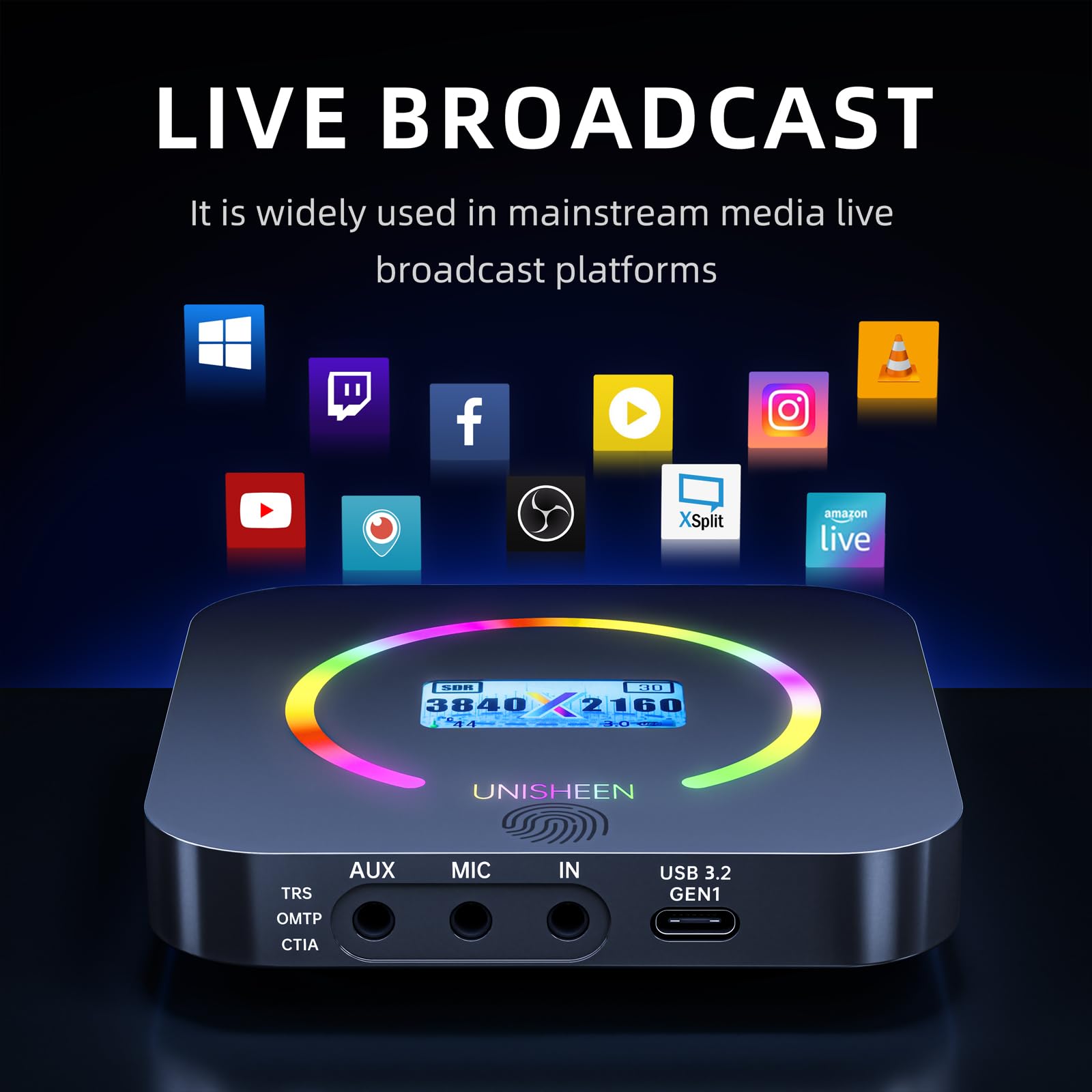 USB 3.2 4K60 Game Capture Card - 1080P 240 FPS & HDR VRR Passthrough, Near-Zero Latency, OBS Certified, Plug & Play - Record & Stream with PC,Switch