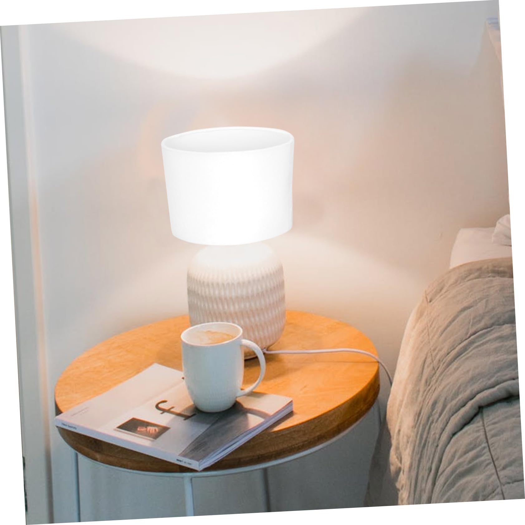 Housoutil Abat-Jour Ovale En Tissu Pour Lampe De Table Structure Métallique Stable Adoucit La Lumière Protège Les Yeux Installation Facile Pour Chambre Salon Bureau