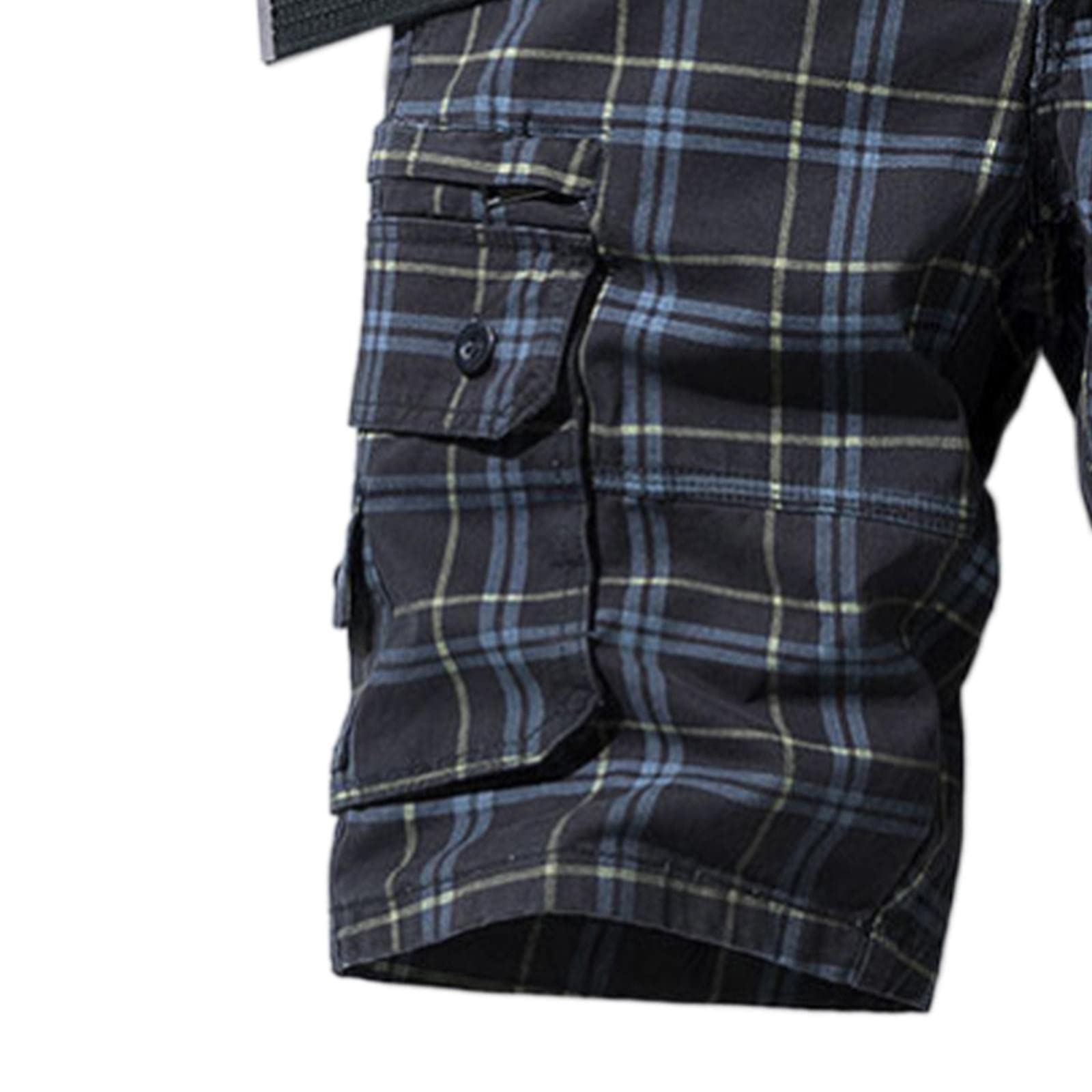 Pantalones cortos cargo para hombre, con estampado a cuadros, pantalones cortos de trabajo casuales de verano, pantalones cortos de estilo urbano, pantalones capri casuales hasta la rodilla