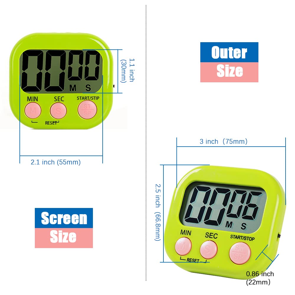 Digital Kitchen Timer Magnetic Backing Stand, Timers for Baking Kitchen, Study, Exercise Training - Image 2