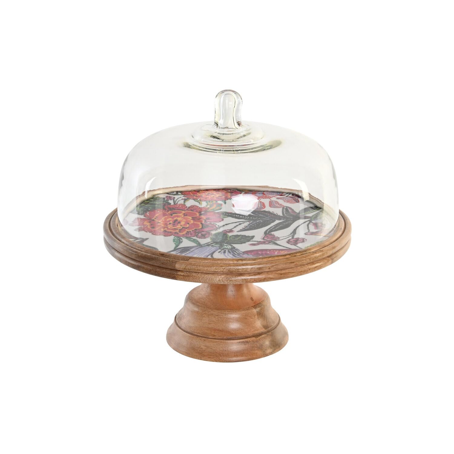 Bandeja de table en manguier 30x30cm décor floral sous verre pour apéritif chic