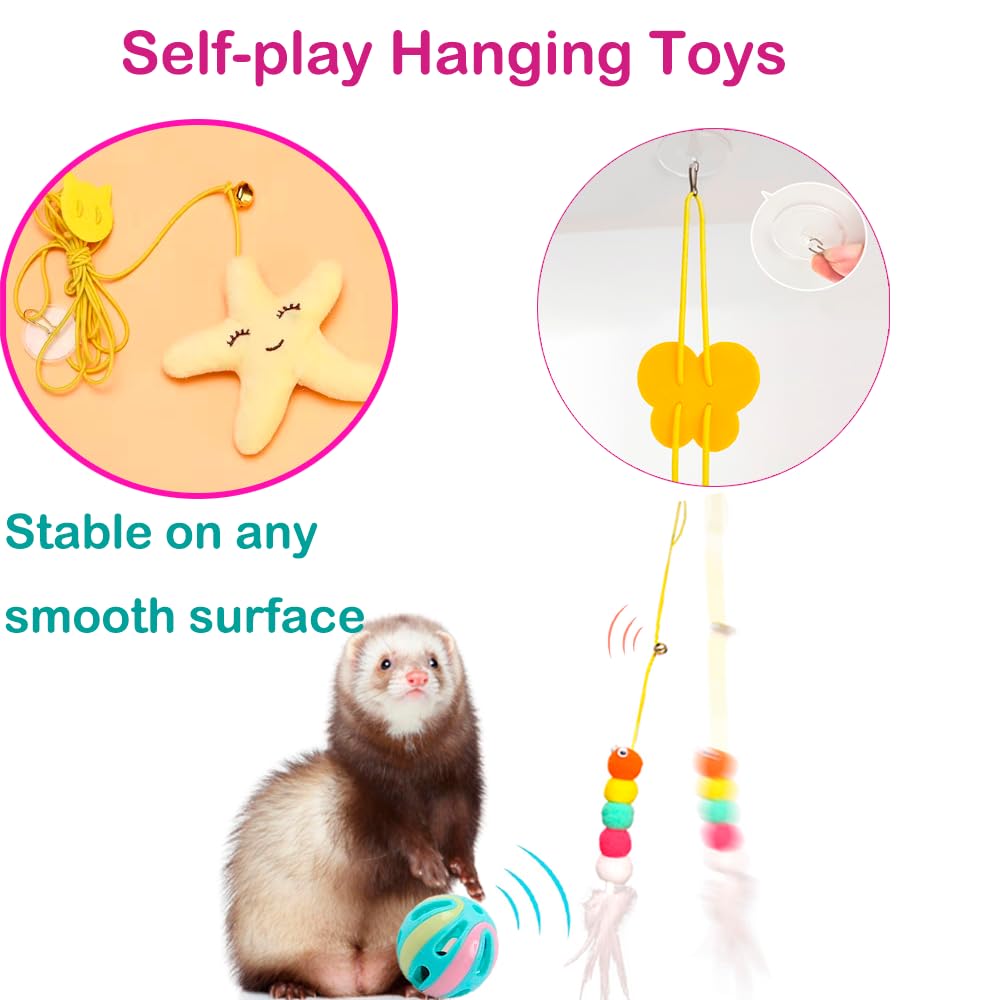 14 Stück Frettchen Quietschspielzeug Set Gummibälle Frettchen Zähne Schleifen Kaubälle Zahnen Hüpfglocke Ball Interaktiver Sound Quietscher Spielzeug Übung Kratzspielzeug für Frettchen Haustier Katze