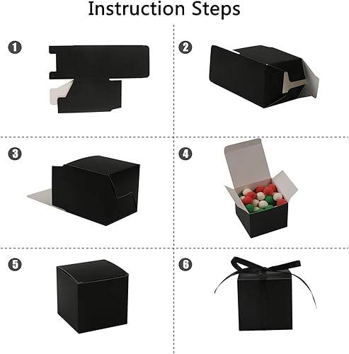 Miniatura 6 de COTOPHER 100 cajas de regalo pequeñas, cajas de regalo de 2 x 2 x 2 pulgadas, cajas de regalo de papel con cintas, caja de dulces para recuerdos de