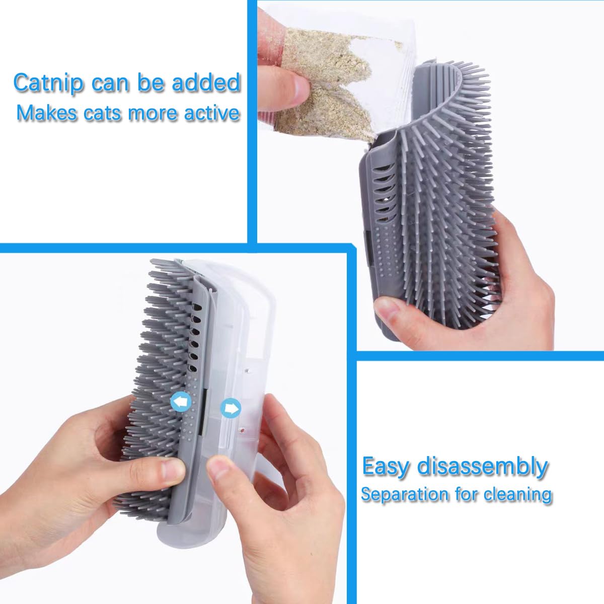 2 Pcs Upgraded Cat Self Groomer with Catnip, Corner Brush Massager for Indoor Cats, Wall Scratcher for Large & Thick-Haired Felines - image 3