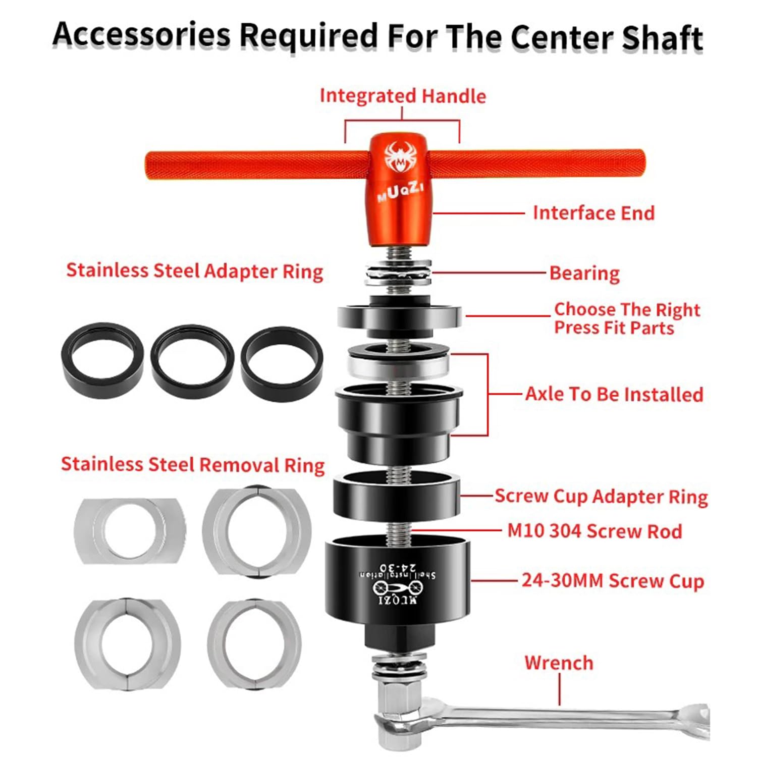 Kit Inferiore Bicicletta,Estrattore Movimento Centrale Bici,Kit Per La Stampa Del Cuscinetto Della Bicicletta,Per Rimuovere Strumento Professionale Per Cuscinetto Interno BB86 BB30 BB91 BB92 PF30