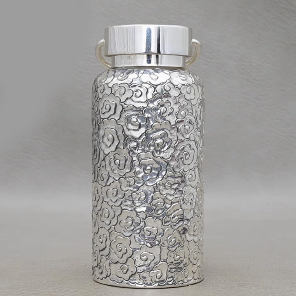 Water Bottle Kettle Pure Silver 999 Foot Silver Handmade Sports Sealed Portable Outdoor Travel Multi-Purpose Water Cup Teapot