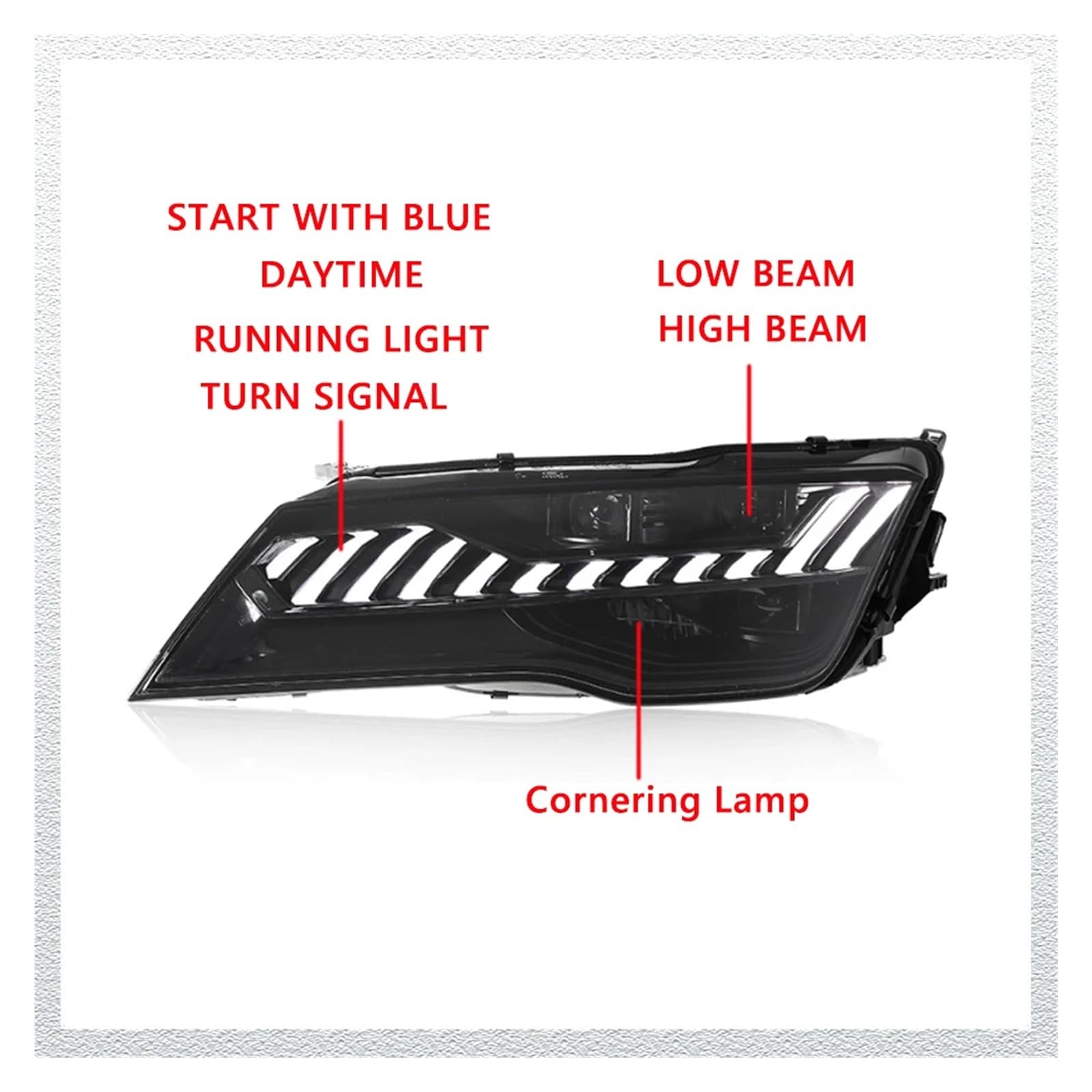 Pasuje do Au//di A7 11-14 w nowym stylu pełna dioda LED DRL reflektor samochodowy montaż sygnału akcesoria samochodowe zmodyfikowana lampa gorąca stylizacja reflektory LED(Original with AFS)