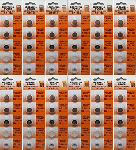 60 Loopacell 3v Battery CR1220 CR-1220 Lithium Batteries DL1220