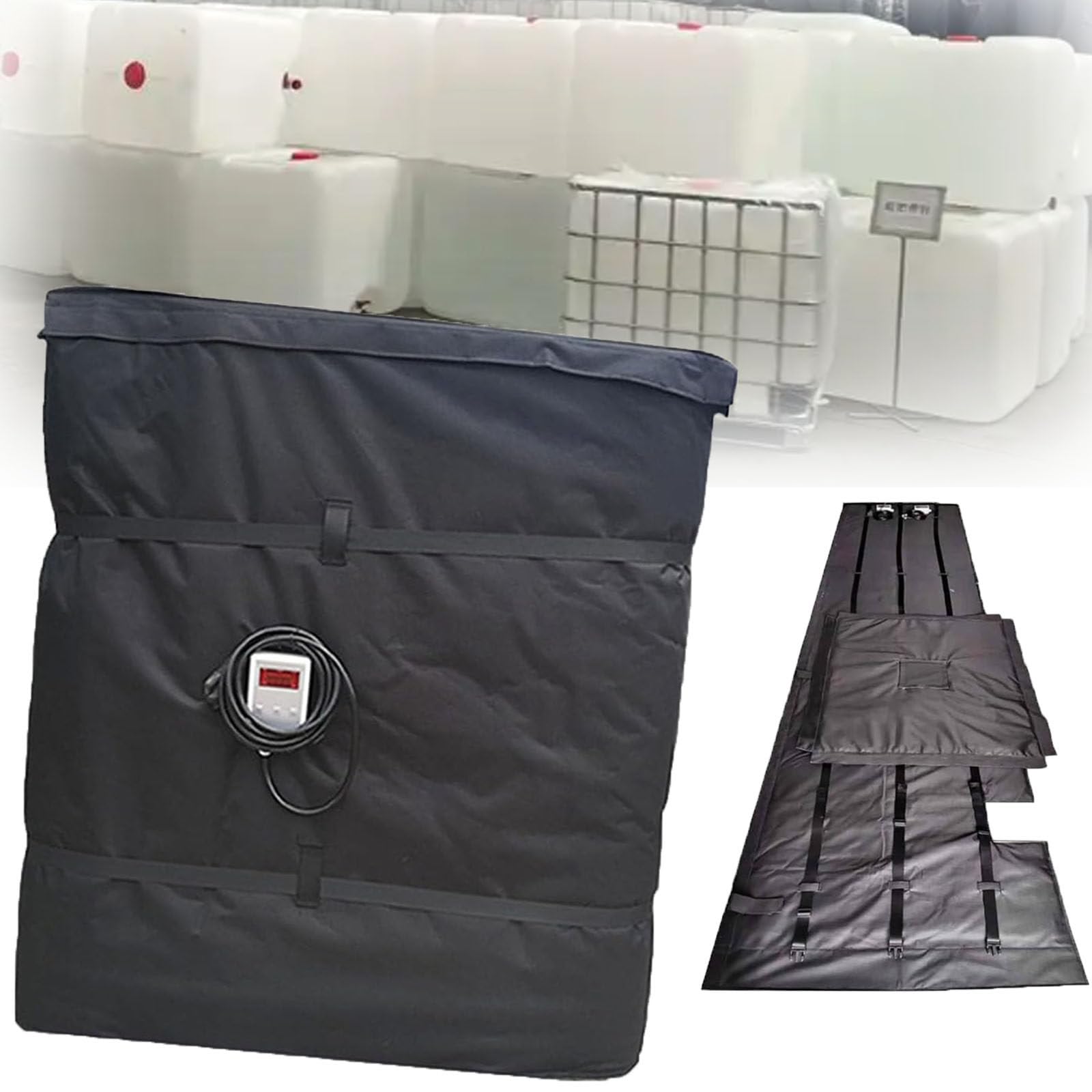 Ylpddmm Black 55 Gallon/275 Gallon Full Cover Ibc Tote/Tank Heater Blanket -275Gal/1000L