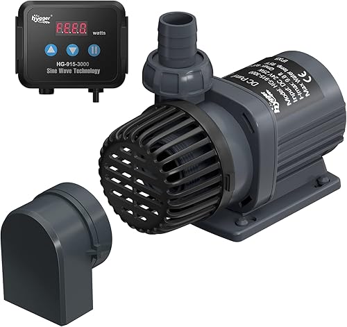 hygger Bomba de agua de 24 V CC silenciosa en líneasumergible para acuario de agua salada con controlador de pantalla LCD, bomba de retorno de 800
