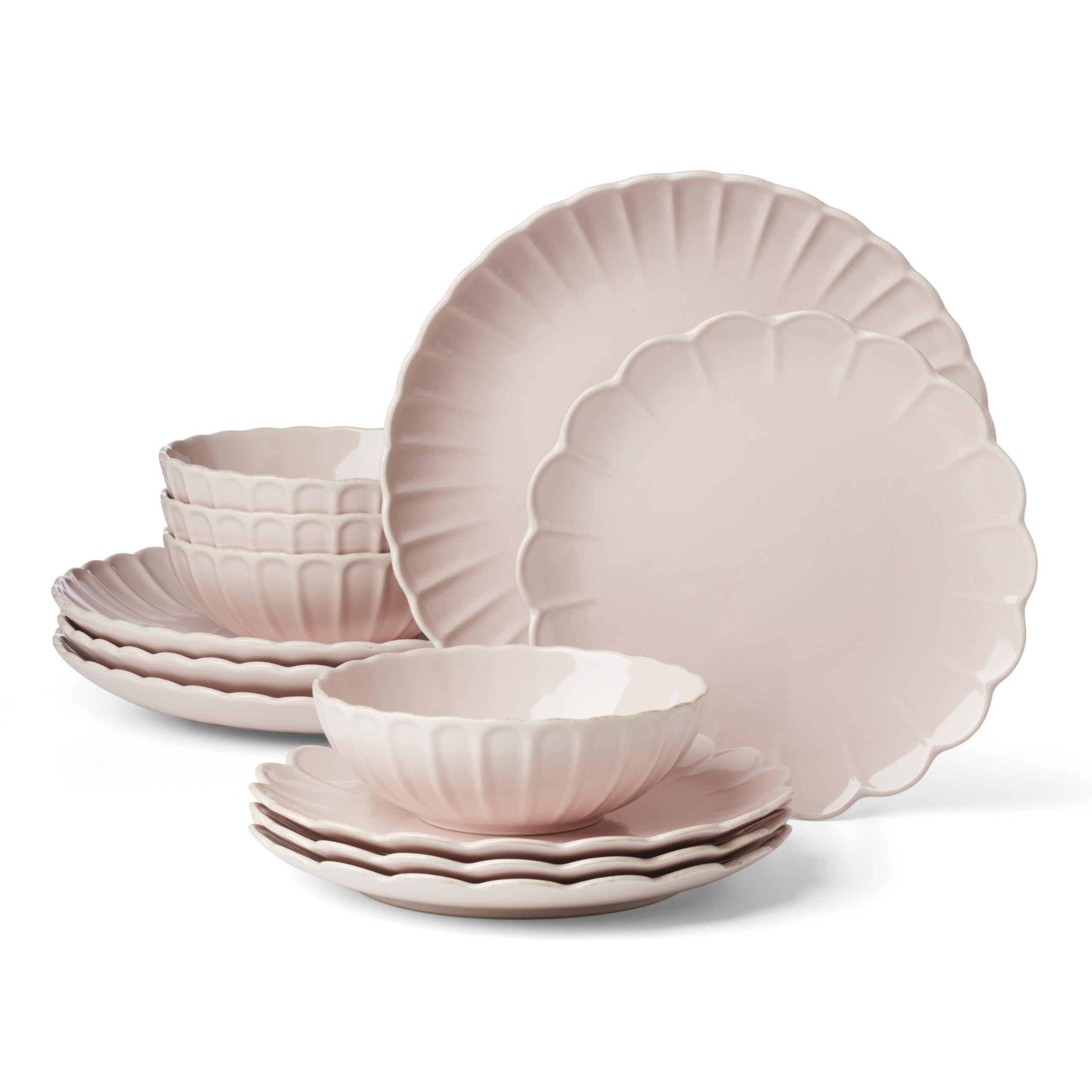 Amazon.com | Lenox Dinnerware Set, French Perle Scallop Blush 12
