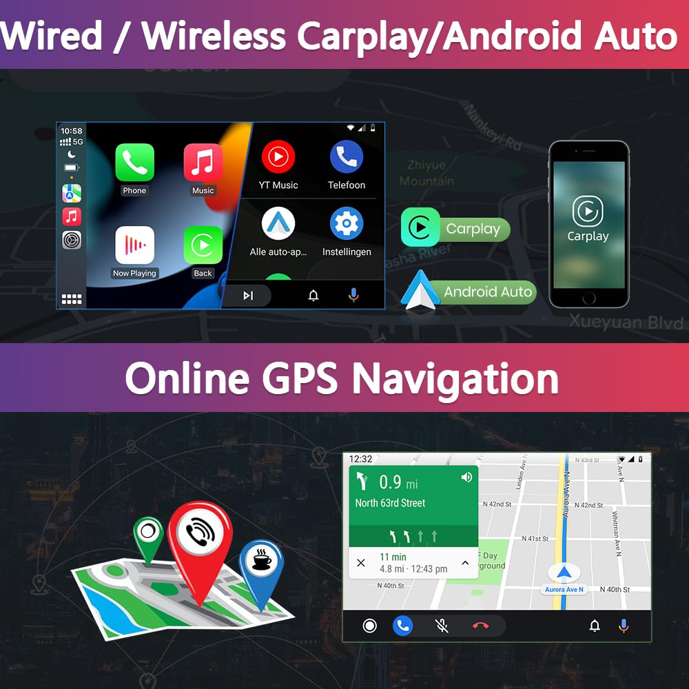 Junsun Android Autoradio für BMW 1er E81/E82/E87/E88 2004-2011 (manuell) 2GB+32GB with 9 Zoll Touchscreen CarPlay, Android Auto, Bluetooth Navigtion Lenkradsteuerung