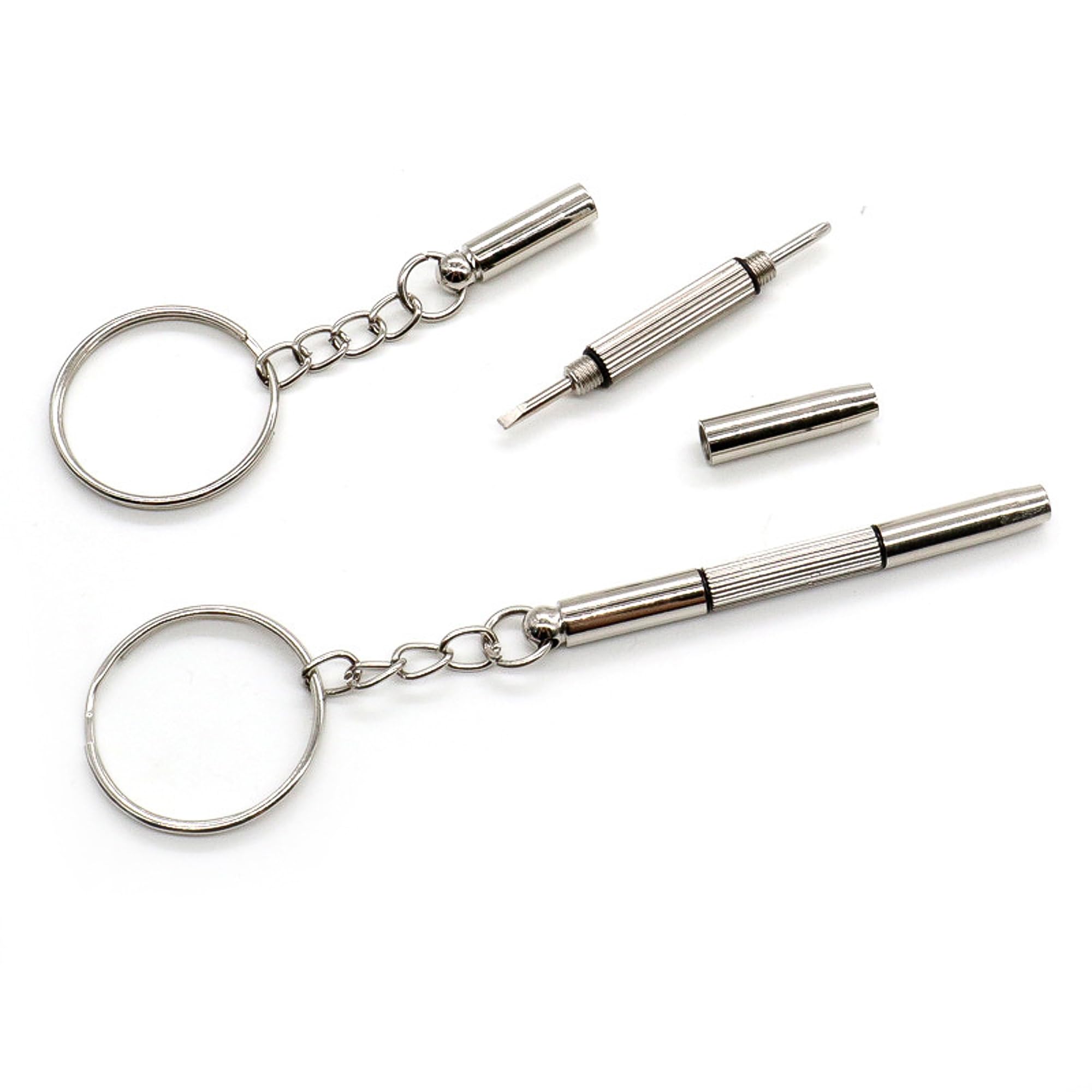 Foyscr 2PCS 3-in-1 Mini Screwdriver Kit - for Eyewear, Watches & Jewelry Repair (with Keychain)