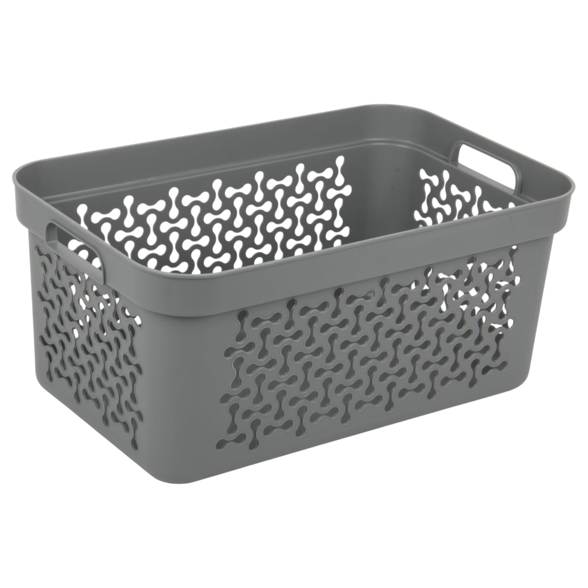 Jolie Max Small Rectangular Plastic Laundry Basket 20L – Lightweight Clothes Storage Basket with Handles – Compact Washing Basket for Laundry. (1, ANTHRACITE)