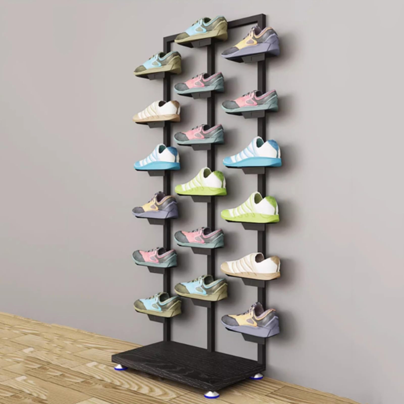 YNBSHGAA 6 Tier Metal Shoe Display Rack Holds 18 Pairs, Freestanding Shoe Organizer for Retail Boutiques, Stores & Home Use,7-size_name-Black