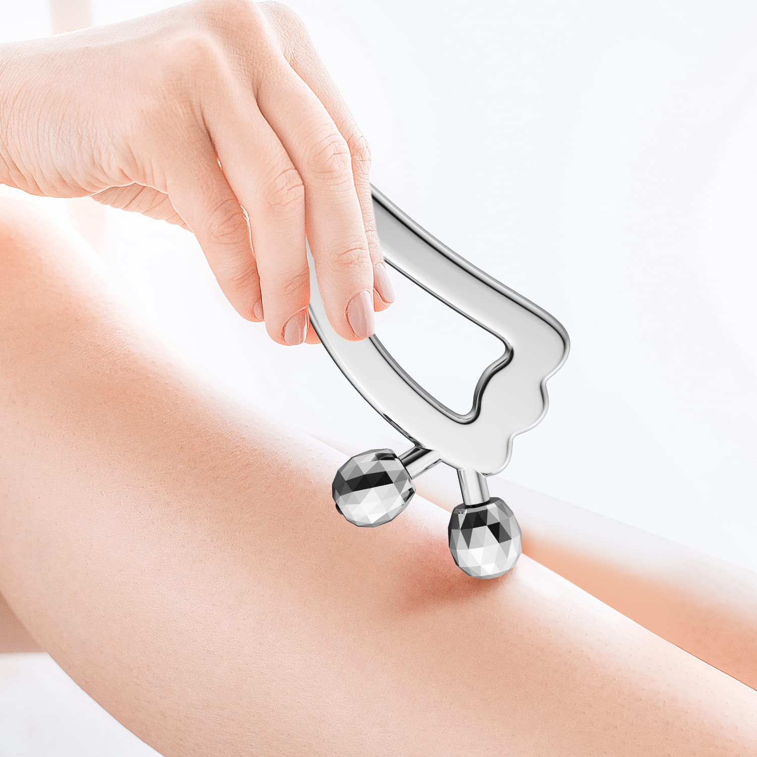 Masajeador facial de metal Gua Sha herramienta de masaje, rodillo de belleza refrescante para cara, ojos, cuello, herramientas para el cuidado de la piel del cuerpo para mujeres 5