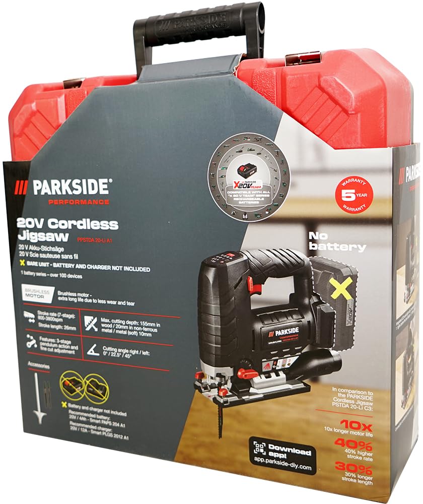 HEADNMORE® Bundle Parkside Performance PPSTDA 20 - Sierra de calar con batería (20 V, incluye llavero)