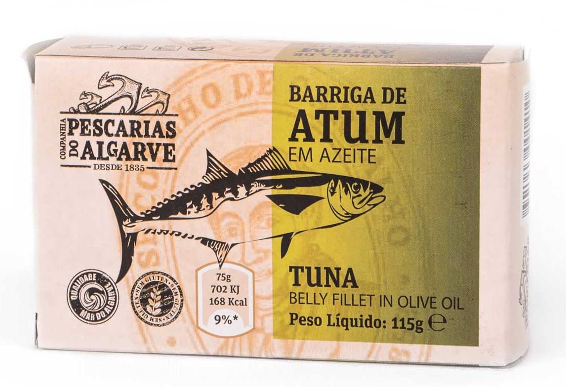 Companhia de Pescarias do Algarve - Brzuch z Tuńczyka – Ventresca w Oliwie z Oliwek (Tuna Belly – Ventresca in Olive Oil) - 120gr (opakowanie 5 puszek)
