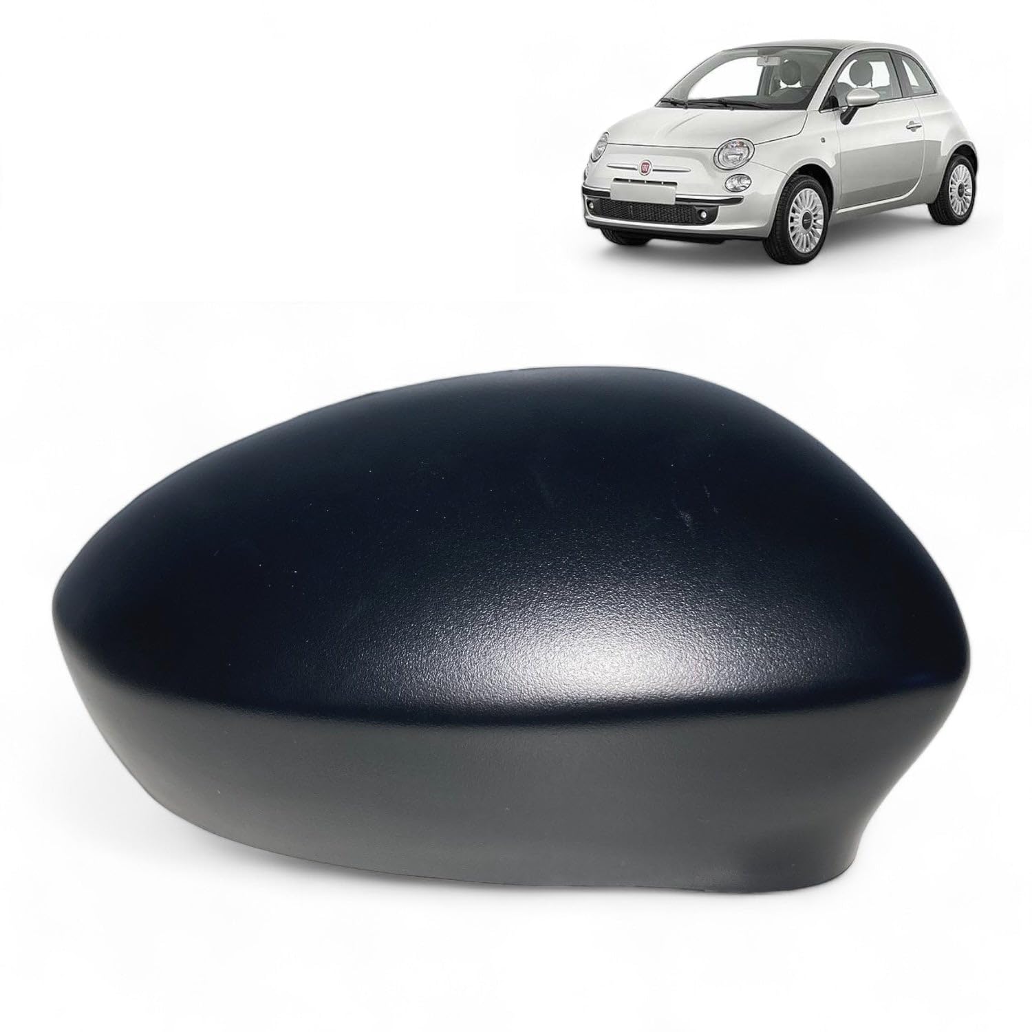 Cover per specchietto retrovisore nero esterno destro (lato passeggero) compatibile per Fiat Grande Punto, 500, Punto Evo, Abarth 500, 595, 695 735452185 735596887