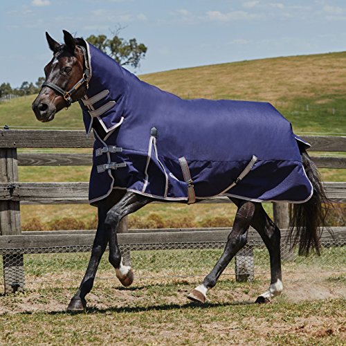 Abrigo para caballo de Weatherbeeta Comfitec Essential, combinación con cubierta para cuello, Navy/Silver/Red, 2,1 m
