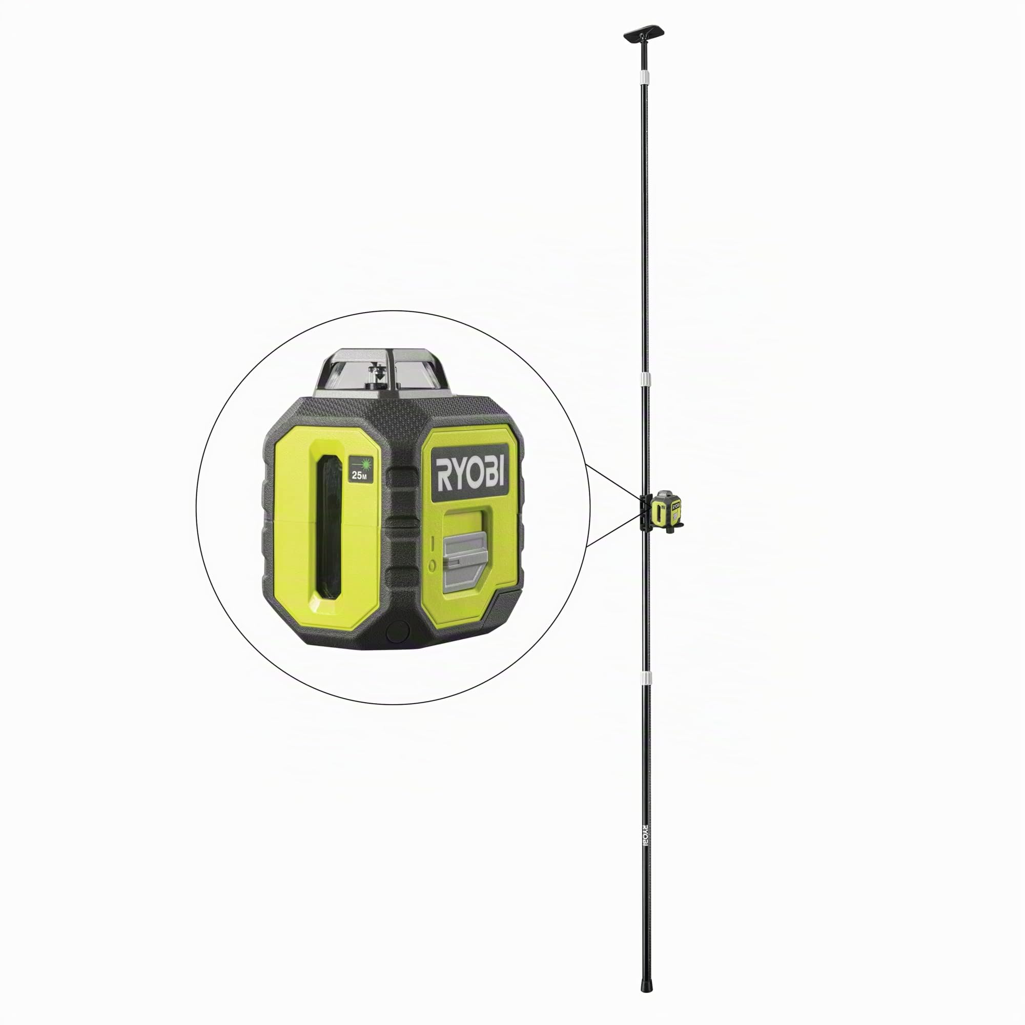 Ryobi RB360GLL-K, Livella 360° Laser Verde con 4 Batterie Incluse, Batteria 18V ONE+ Non Inclusa, Lavori di Precisione, Proiezione Linee: 1 Verticale, 1 Orizzontale 360°, Livella Laser Autolivellante
