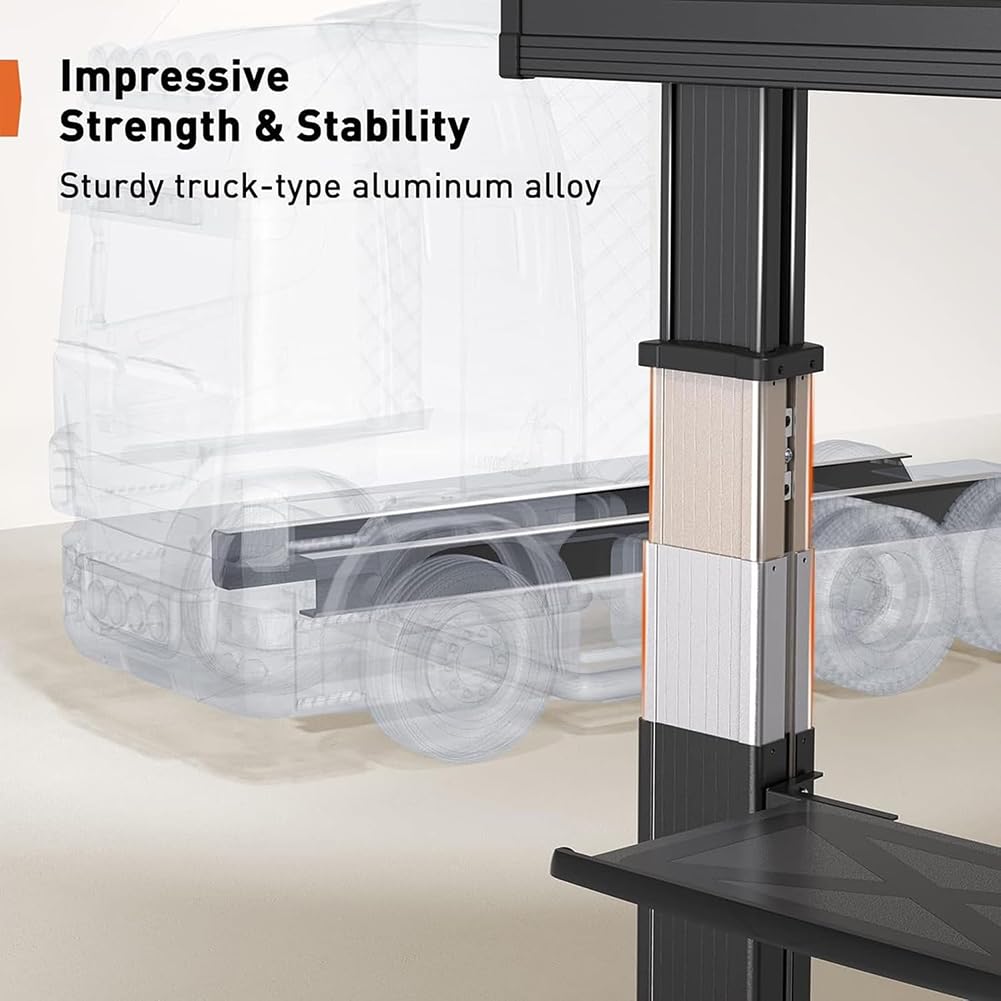 Supporto TV su ruote per TV da 55 a 90 pollici, carrello TV mobile per ufficio, carrello TV universale per TV a schermo piatto LED/LCD/OLED, supporto TV da pavimento regolabile in altezza fino a 90 k