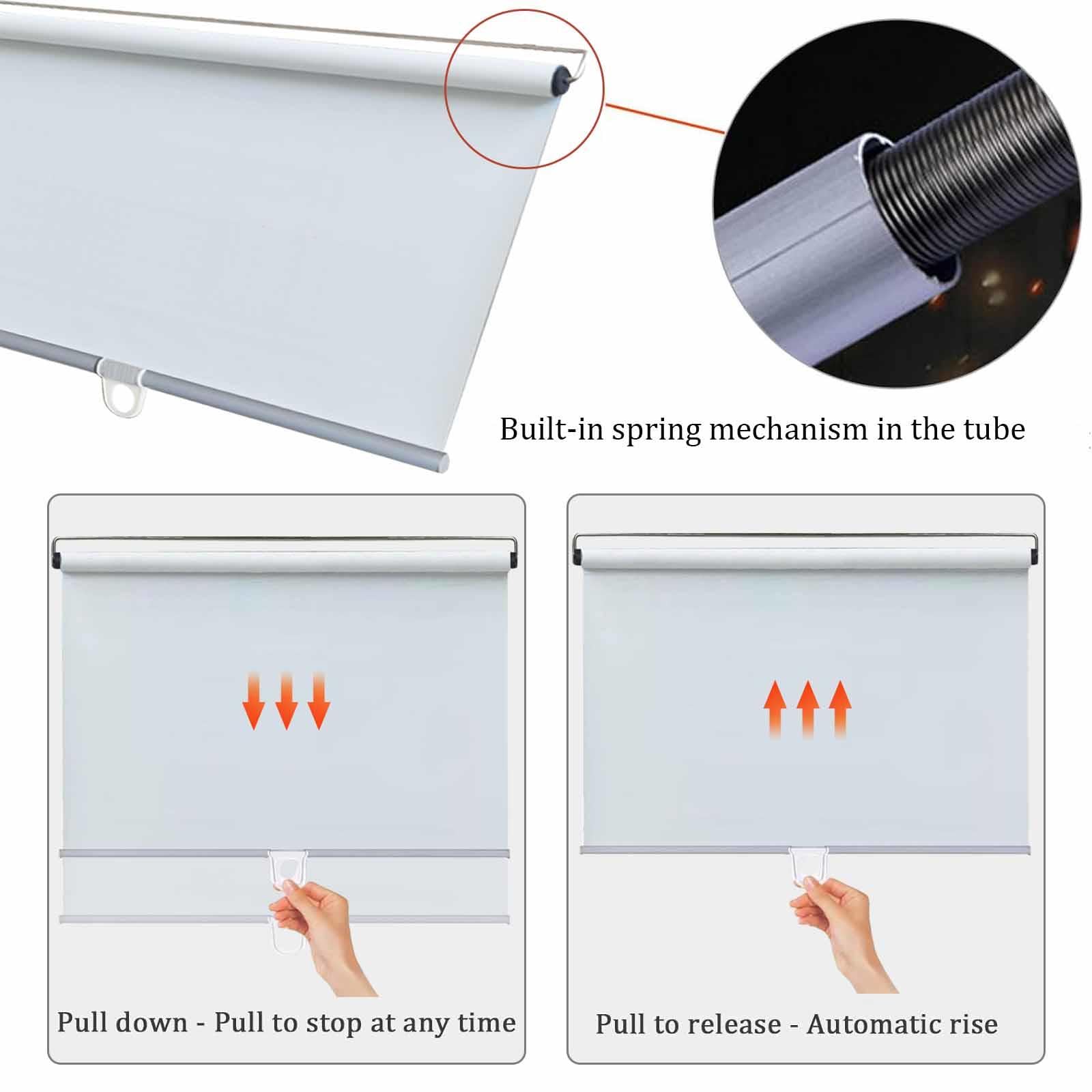Tende A Rullo Oscuranti, 32cm 40cm 50cm 60cm 70cm 80cm 100cm Wide, Parasole Tenda A Rullo Per Finestre, Tende Avvolgibili Retrattile Senza Foratura, Tende Per La Privacy,White-137x200cm/54x79in