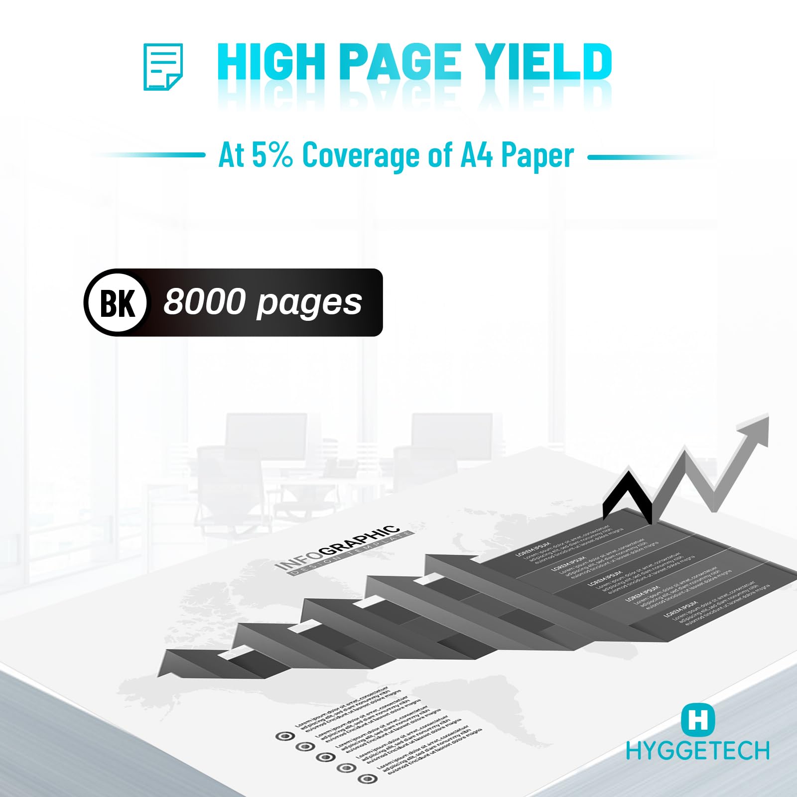 Hyggetech TN3480 2BK Ricarica toner compatibile per Brother TN3480 TN3430 TN-3480 TN-3430 Toner per Brother HL-L5100DN MFC-L5750DW HL-L5200DW MFC-L5700DW HL-L6400DW HL-L5000D HL-L5200DWT