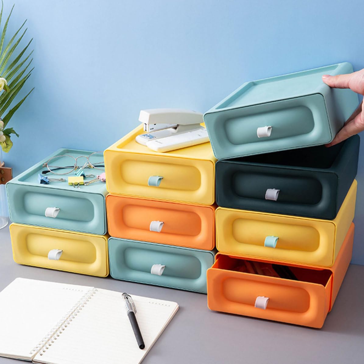 4 Pezzi Contenitore da Scrivania Cassetto in Plastico per Casa