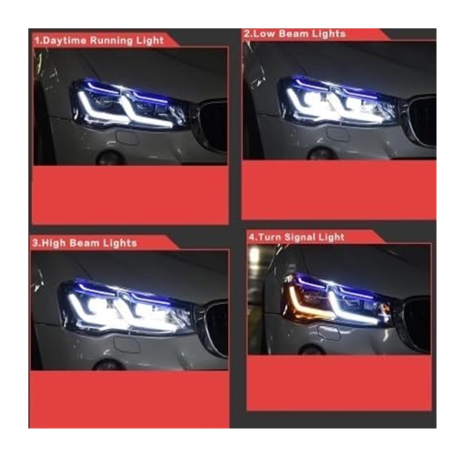 Dynamiczny kierunkowskaz do BMW X3 F25 2010-2017 i M5 przedni blok optyczny, kompatybilny z pojazdami z kierownicą lewostronną i prawą (2010-2013 / z kierownicą po lewej stronie)