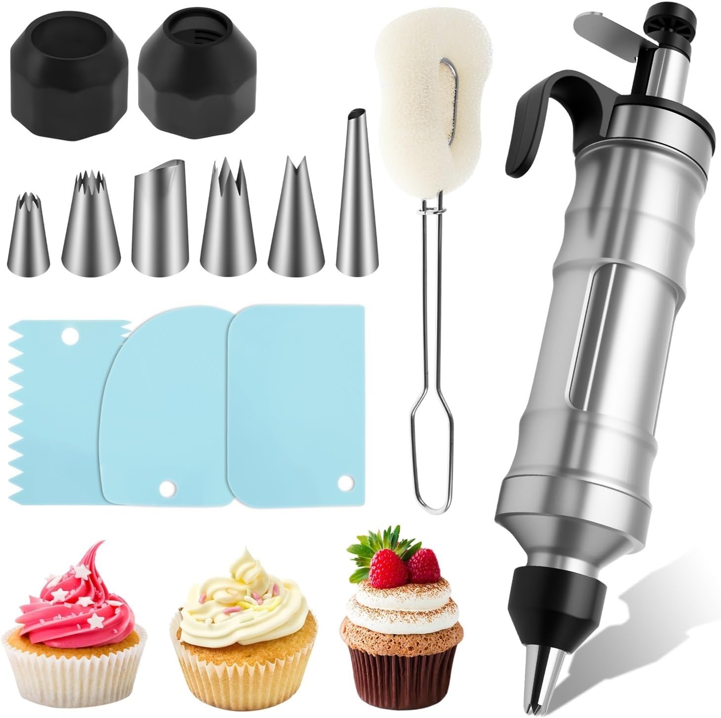 Genérico 7/13Pcs, Piping Dessert Decor Set With Nozzles Reusable Cream Cake, For CakeShop Kitchen Baking Supplies(Style2)