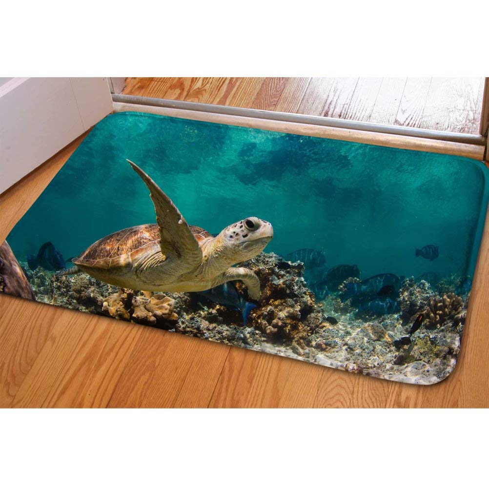 Allcute Doormat Sea Turtle Home Décor customPatterns Rug Indoor or Outdoor Rugs for Layered Door Mats Washable Carpet for Front Porch/Kitchen/Farmhouse/Entryway