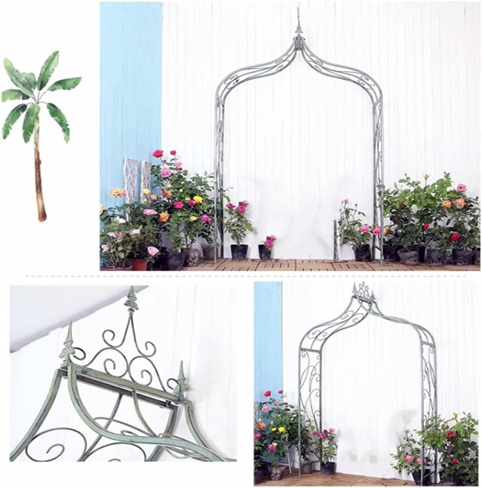 Garden Arch Trellis, Black Iron Arbor, Courtyard Arbor Trellis for Climbing Plants Rose, Outdoor Archway Ceremony Party