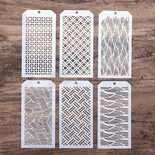 Image of SLGIFT DIY Decorative Wave Stencil Template for Scrapbooking Painting on Wall Furniture Crafts, Set of 6 (Wave)