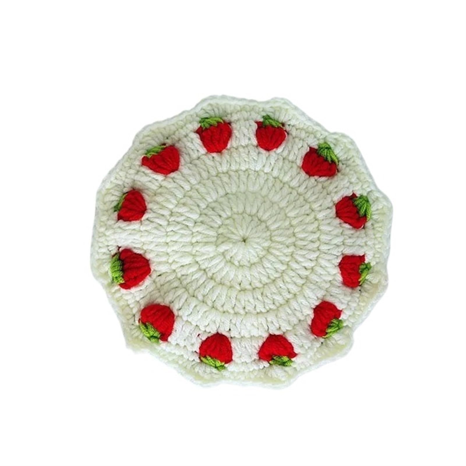 Yarn Strawberry Coaster and Placemat