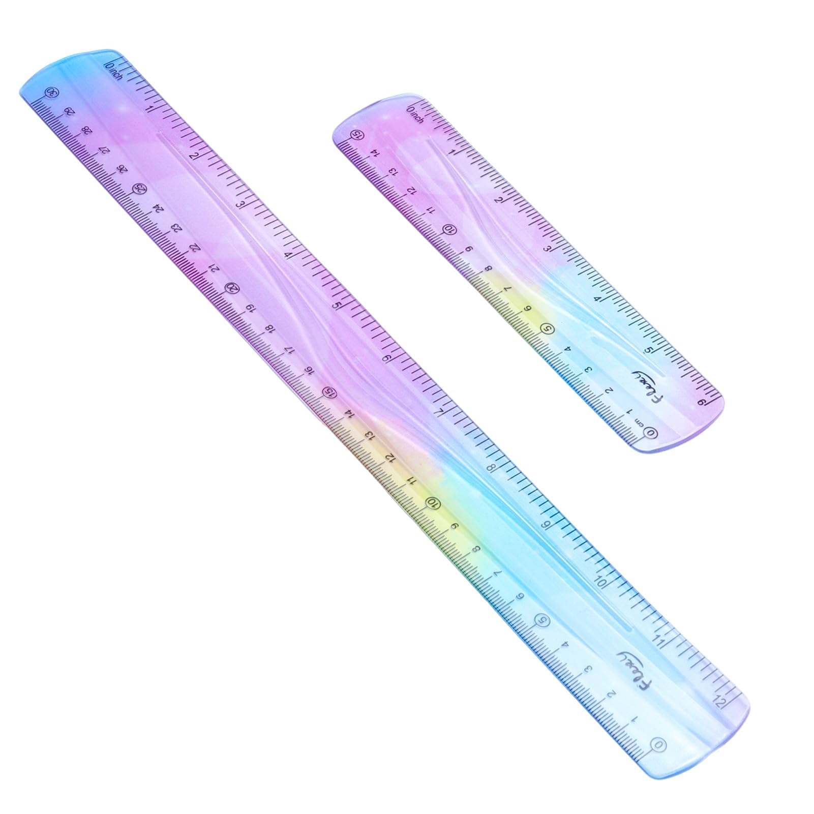 2 Piece Flexible Ruler and Bendy Ruler Set, 30cm 15cm Bendable Shatterproof Plastic Rulers with Dual CM/Inch Scales, 30cm Bendy Ruler Colorful Unbreakable School Rulers for Students Office Classroom