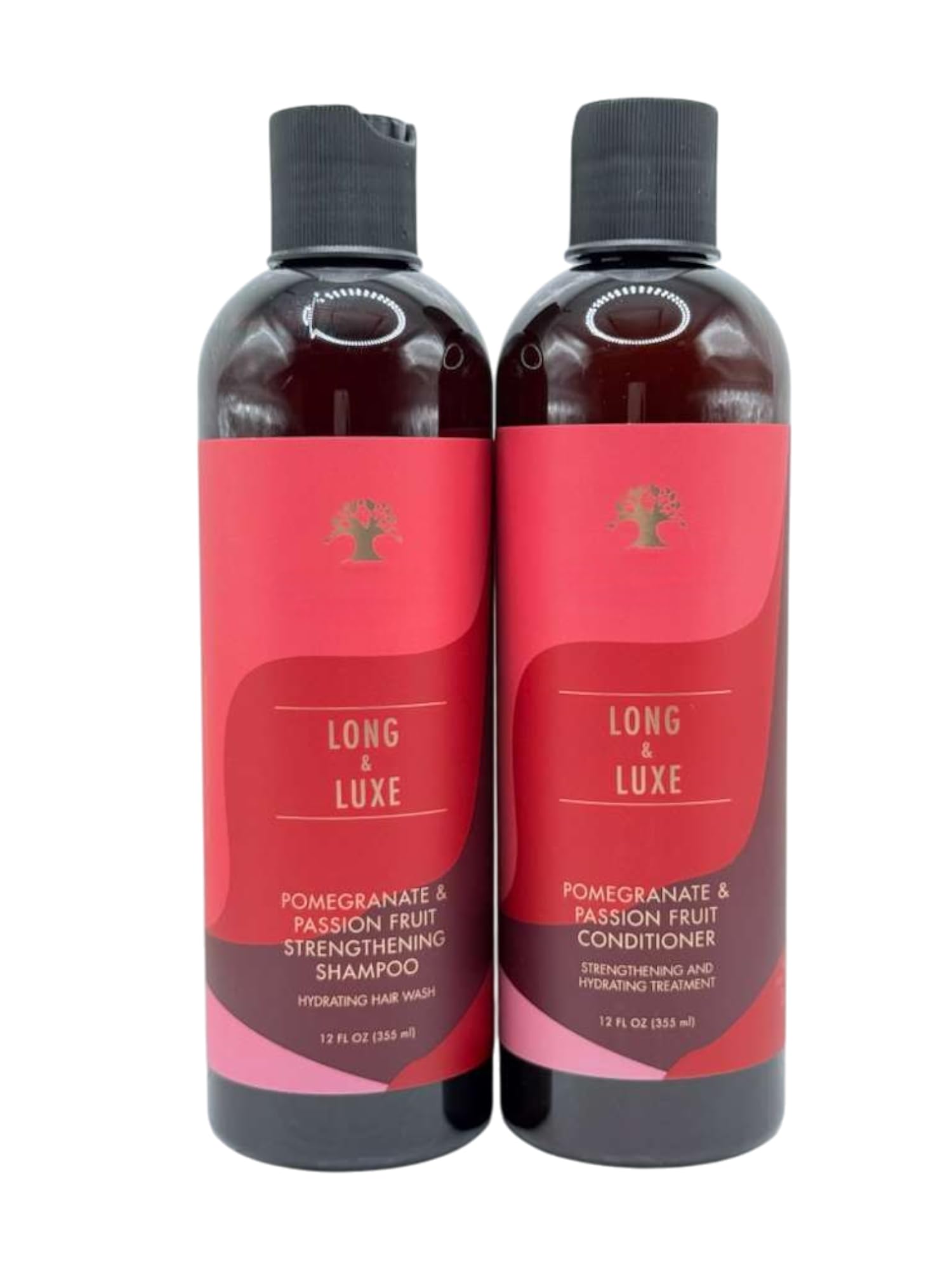 Long & Luxe Strengthening Shampoo & Conditioner Duo (12 oz Each) – For Length Retention & Breakage Prevention – With Pomegranate & Passion Fruit – Sulfate-Free