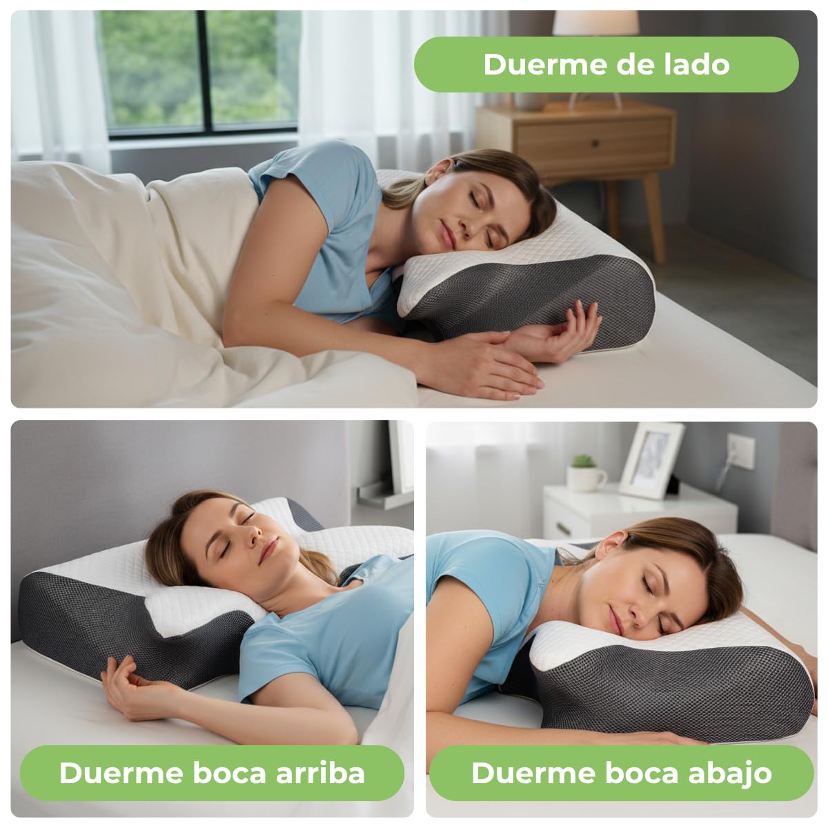 Almohada Cervicales y Cuello, Almohada Antironquidos, Almohada Viscoelastica, Almohada Dormir de Lado, Memory Foam, Almohada Ortopédica Cervical