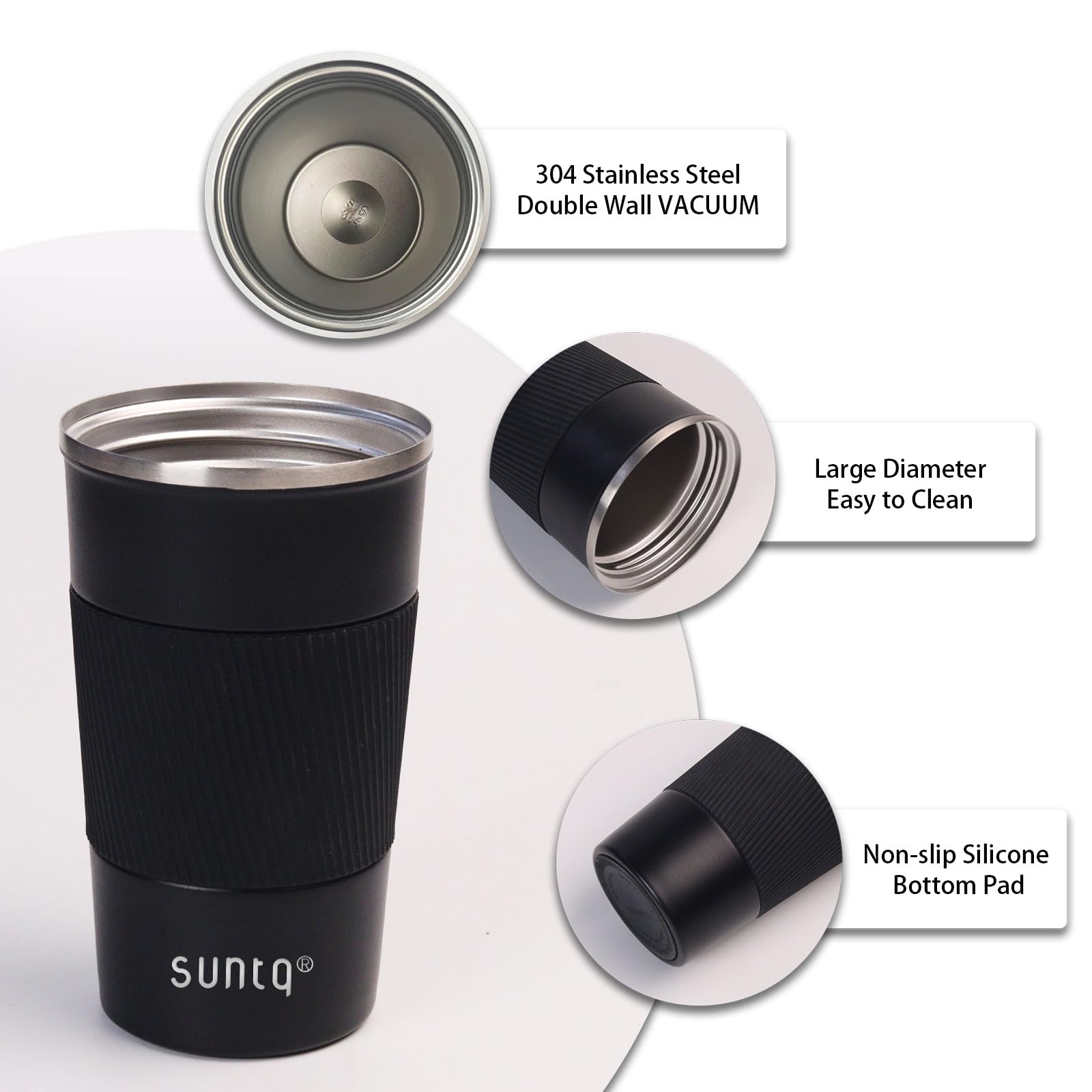 SUNTQ Herbruikbare koffiekopjes reizen 510ml koffie reizen mok met lekvrij deksel - thermische mok geïsoleerde beker - roestvrij stalen reisbeker met rubberen grip voor warme en koude dranken groen