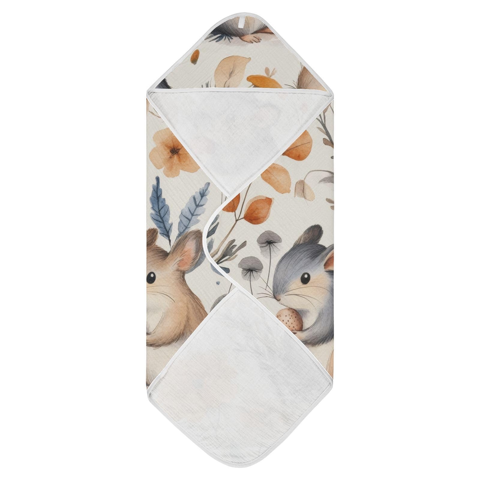 PaChyLuu Forest Cute Squirrels Baby Hooded Towel Soft Cotton Baby Towels Ultra Absorbent Bath Towel for Babies Boys Girls, 35x35 Inch