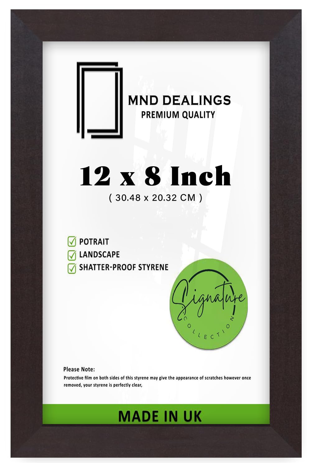 MND Dealings | MDF Poster Frame (30.48 x 20.32 CM) 8 for Art, Wall Gallery & Interiors, Stylish MDF Finish for Portrait & Landscape, Secure Hanging Hooks [ Mahogany ]