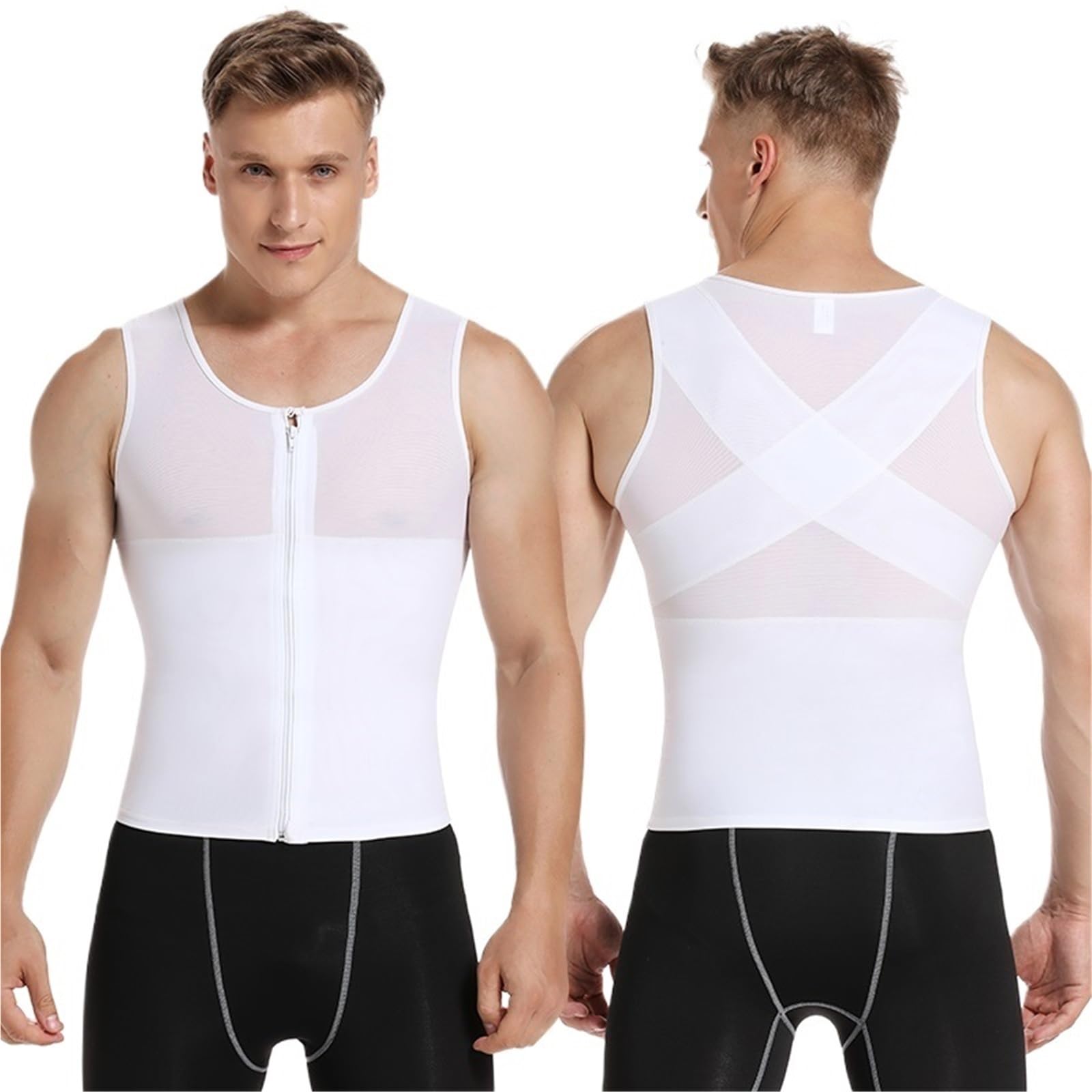 Prendas Moldeadoras Hombre Camiseta Moldeadora de compresión for Hombre, Control Abdomen, Faja Reductora, Camiseta sin Mangas, for Reducir la ginecomastia
