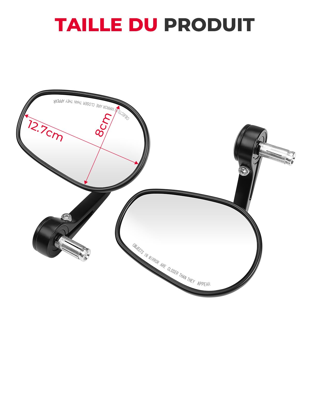 KEMIMOTO Rétroviseurs Moto Homologués, Lot de 2 Rétroviseurs Universels 7/8" 22 mm, Pliables Rotatifs à 360° Compatibles avec les Scooters ATV