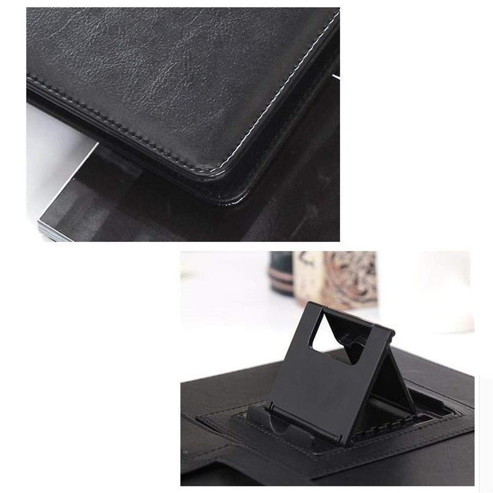 Cartella da conferenza in pelle, organizer professionale per documenti e quaderni, borsa per documenti aziendali (nero, 318 x 245 mm)