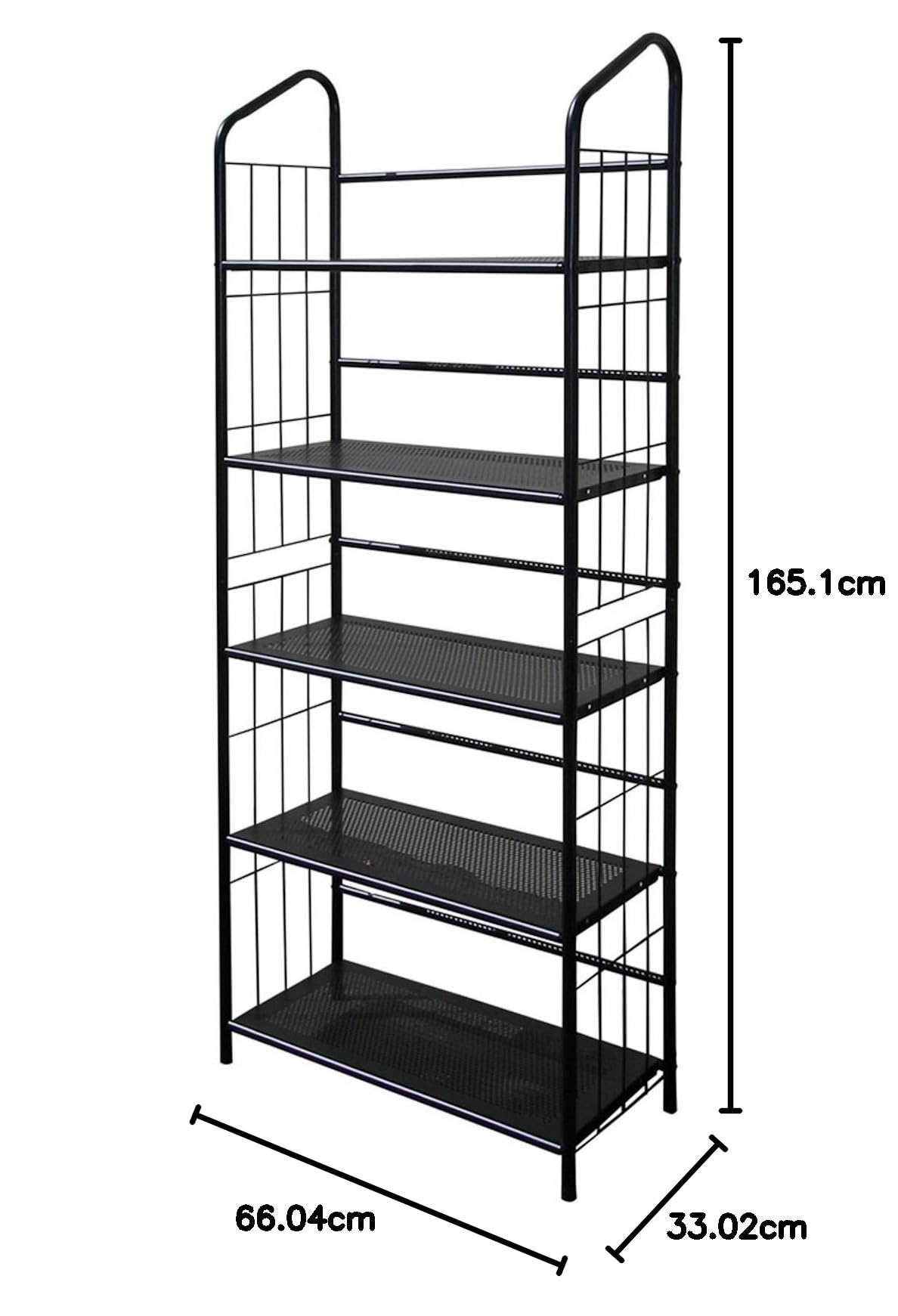 Legacy Decor Cały czarny, 5-poziomowy metalowy stojak na książki