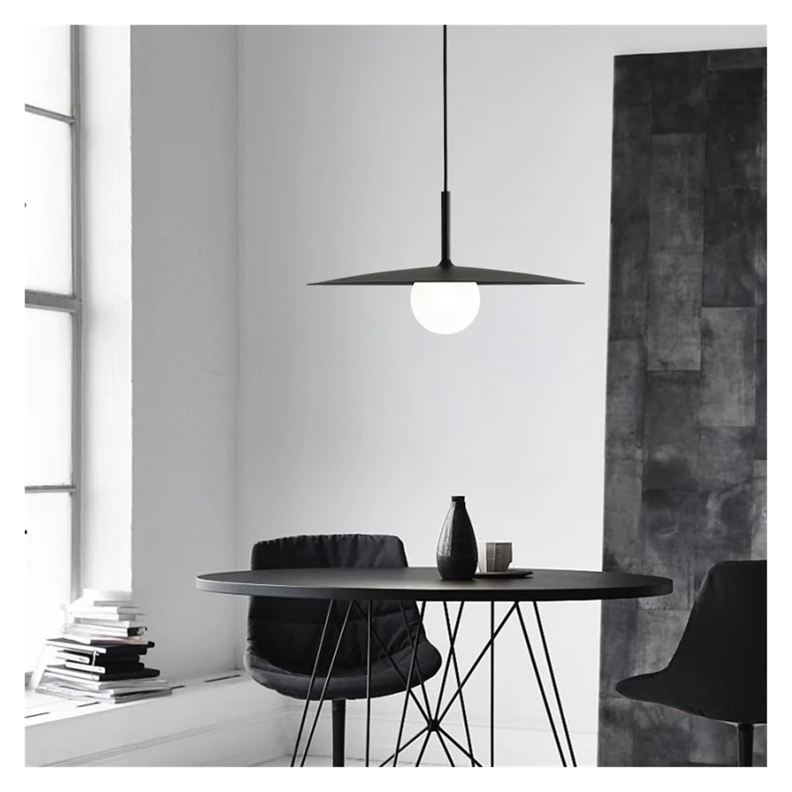 Nordycki, minimalistyczny styl przemysłowy lampa wisząca w kształcie UFO, idealna do wnętrz, baru, jadalni, stołu, salonu, sypialni (czarny, ciepłe światło, średnica 25 cm