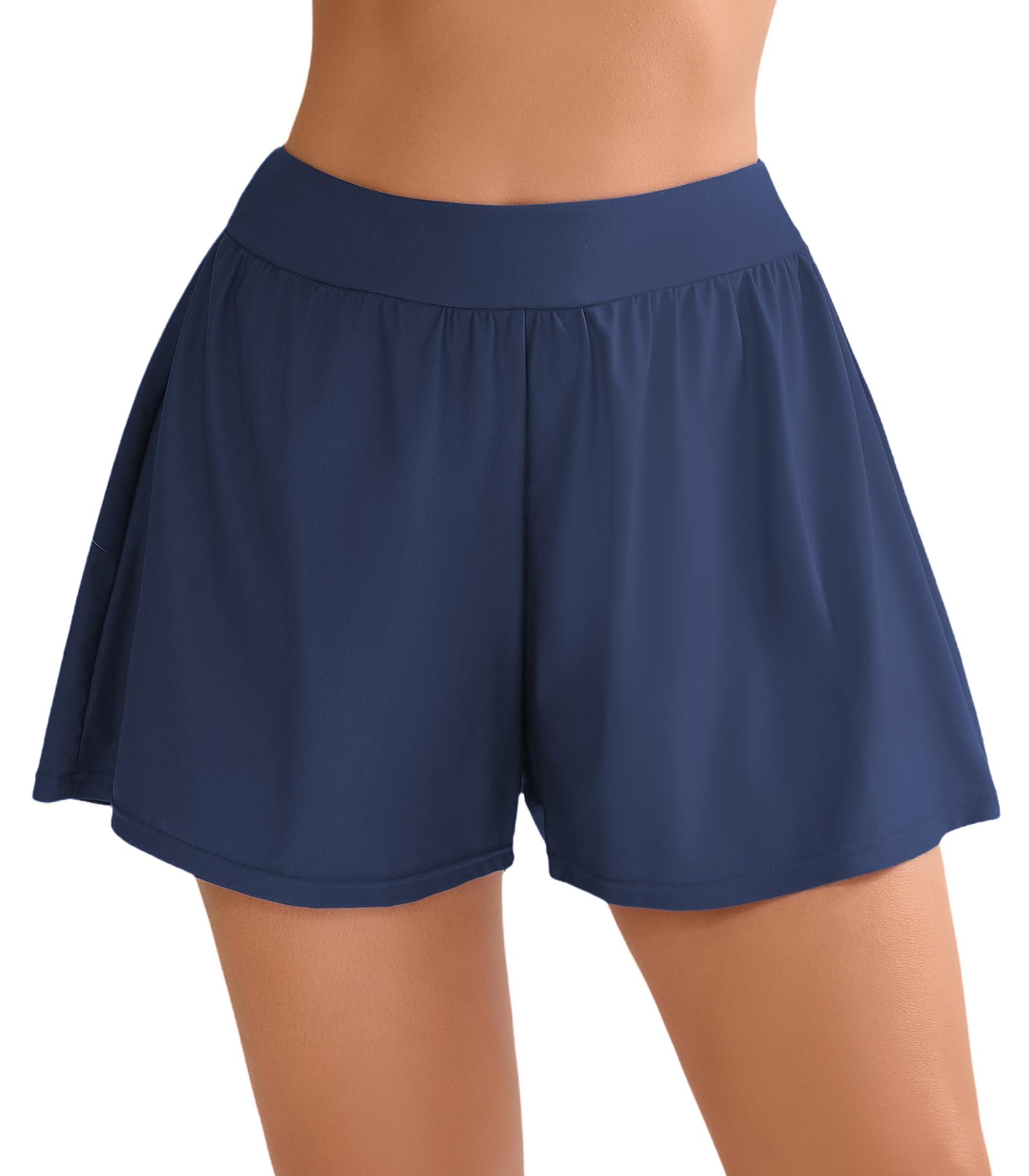 Halcurt Women's High Waisted Swim Board Shorts with Liner (Available in Plus) Loose Fit Tummy Control Bikini Swimsuit Bottoms