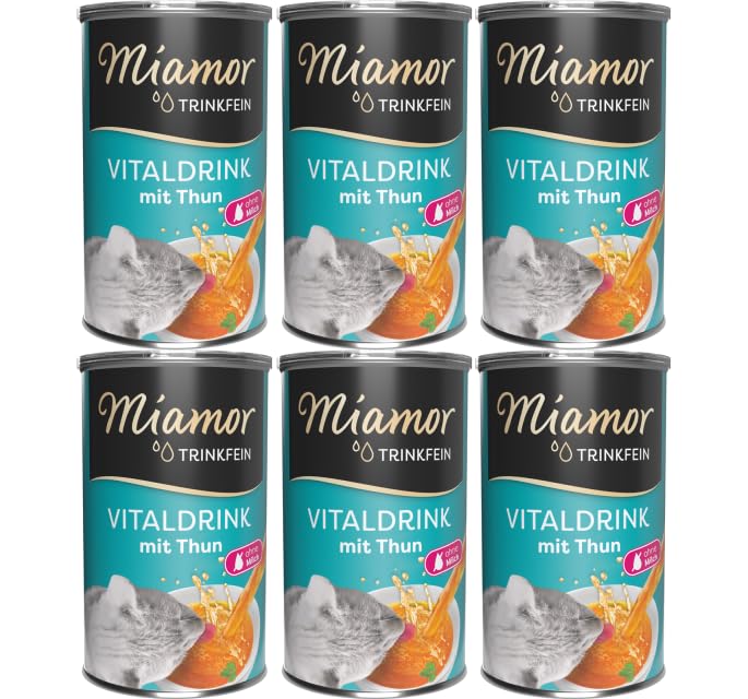 Miamor Trinkfein Thunfisch 6 x 135ml | Vitaldrink für Katzen | Flüssigsnack mit feinen Fleischstückchen | Ohne Zucker Milch & Getreide | Ergänzungsfutter für Katzen