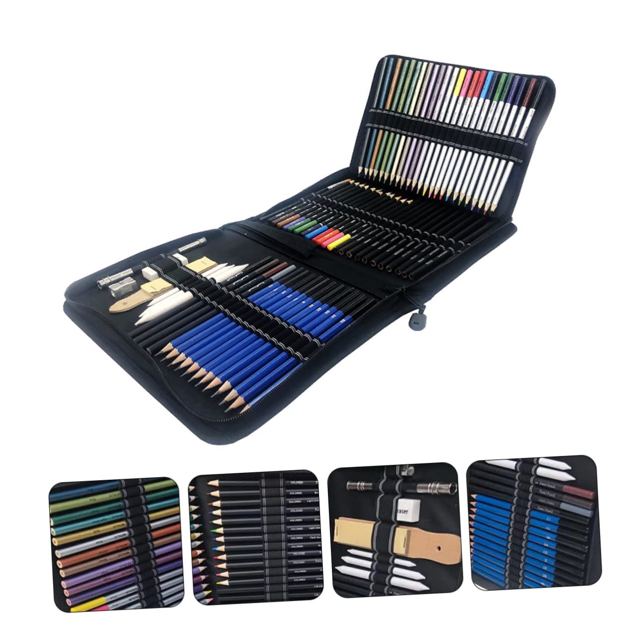 PLAFOPE Ensemble Complet De 72 Crayons De Peinture De Rangement Kit De Dessin Crayon Pour Garçons Et Filles Crayons En Bois