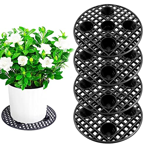duozoanz Topfpflanzenständer Blumentopf Ständer Drainage Mesh - Rund Blumentopfgitter Pad Gitter aus Kunststoff für Innenbereich Bonsai Außenbereich Schale Garten Pflanzkübel, 20cm, 4 pcs